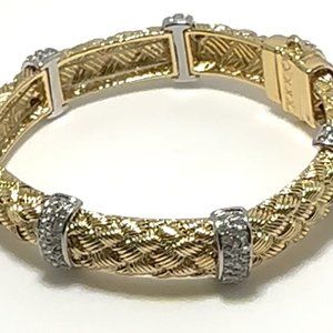 DESIGNER INSPIRED, SATIN GOLD PLATE WOVEN TEXTURED